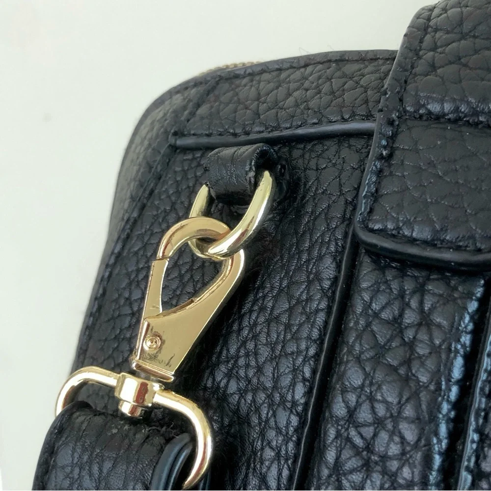 Kenzie Bag Black Tote Shoulder Gold-Tone Faux Leather Strap Medium Crossbody - Picture 14 of 16